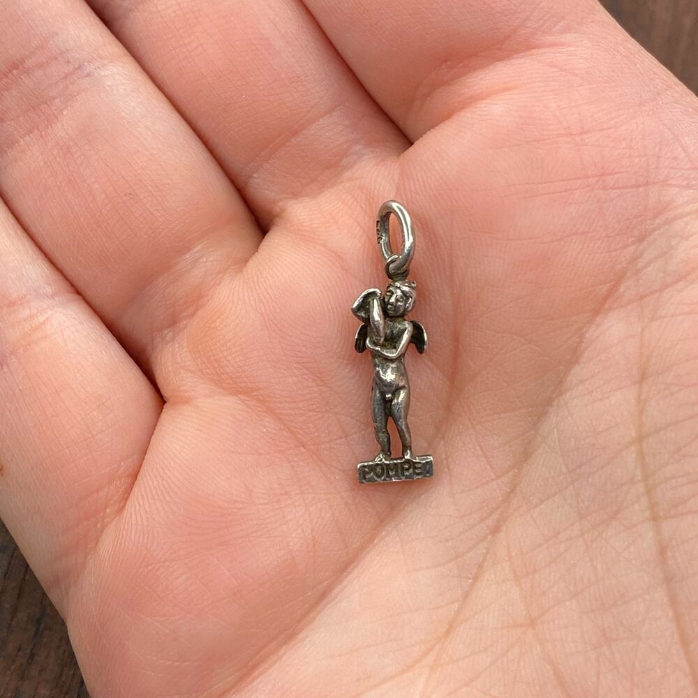 Vintage 800 Silver Pompeii Amore Con Delfino Cupid w/ Dolphin Pendant Charm